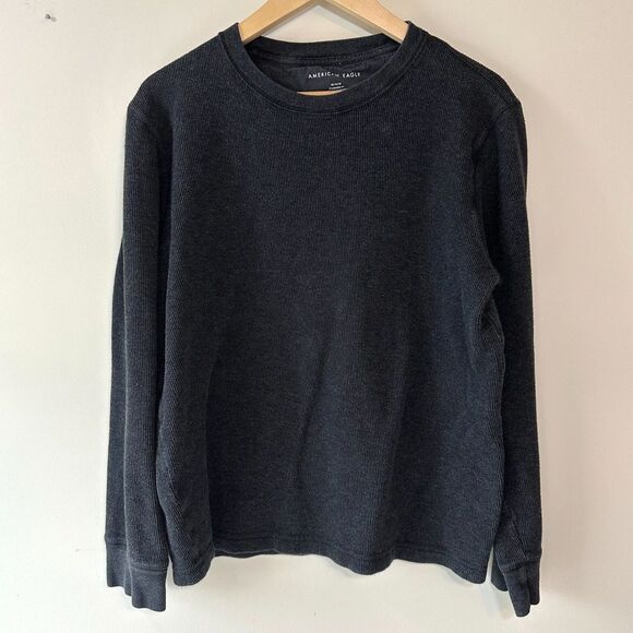 American Eagle Outfitters Other - American Eagle Men's Crewneck Long Sleeve Ribbed Shirt Gray Size Medium M